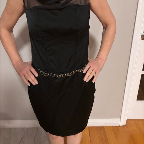 RACHEL Rachel Roy Runway Black Mini Dress with Chain Accent